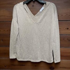 Gilli Coffee Beige V-Neck Women's Top S/M